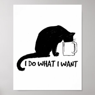 Poster Gato Negro Faz O Que Eu Quero De Red Cup Engraçado