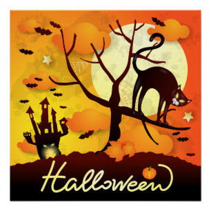 Póster Gato Negro Halloween