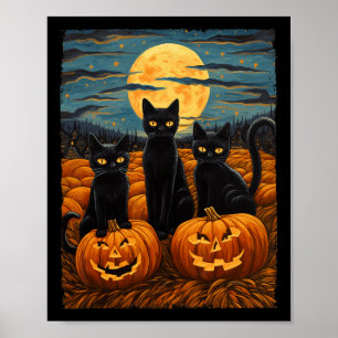 Poster Gato Negro Halloween Gata Amada Noite Estrelada Ga