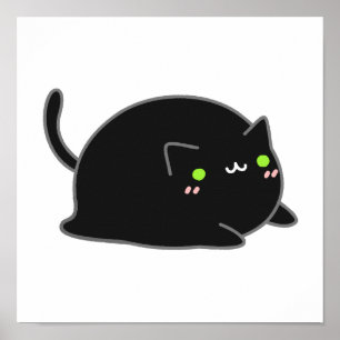 Poster Gato Negro Kawaii