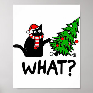 Poster Gato Negro Malvado de Árvore de Natal Que Gato Neg