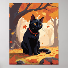 Poster Gato Negro na Floresta