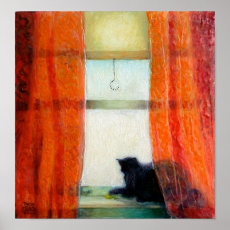Póster Gato Negro na Janela