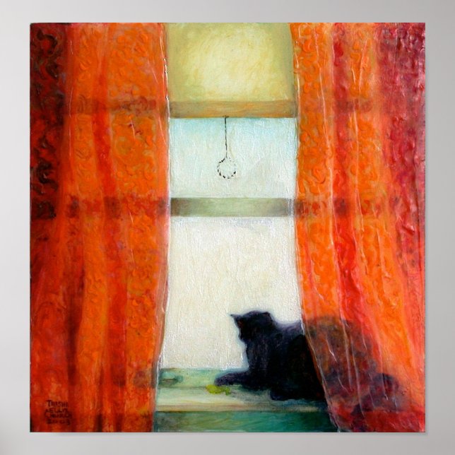 Póster Gato Negro na Janela (Frente)