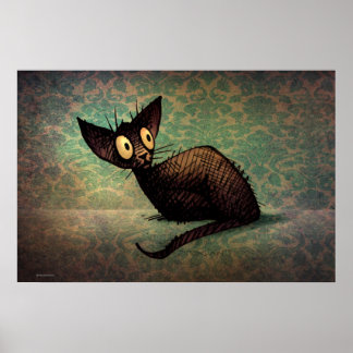 Póster Gato Negro Negro Negro Engraçado