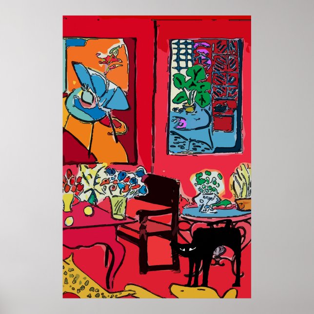 Poster Gato Negro por Mesa (Frente)