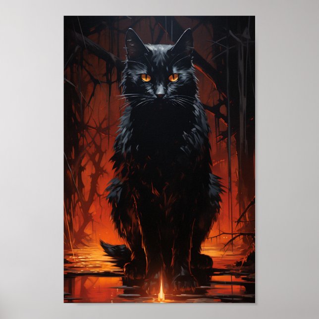 Poster Gato Negro Spooky (Frente)