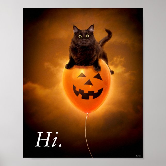 Poster Gato no Balão de Halloween (Frente)