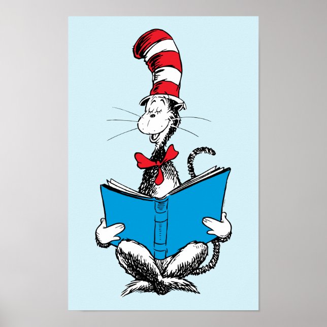 Poster Gato no Chapéu Lendo (Frente)