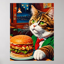 Poster Gato no Jantar Cheeseburger