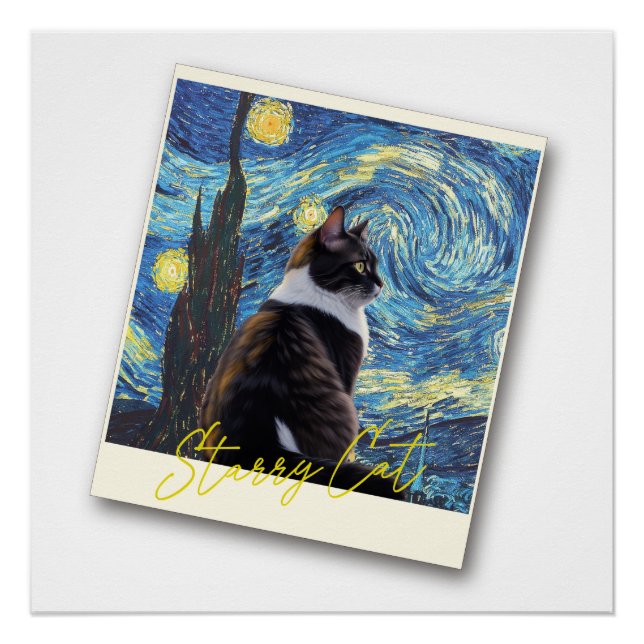 Póster Gato noturno estrelado (Frente)