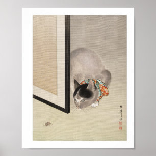 Poster Gato Observando uma Aranha (1888–1892) ilustração 