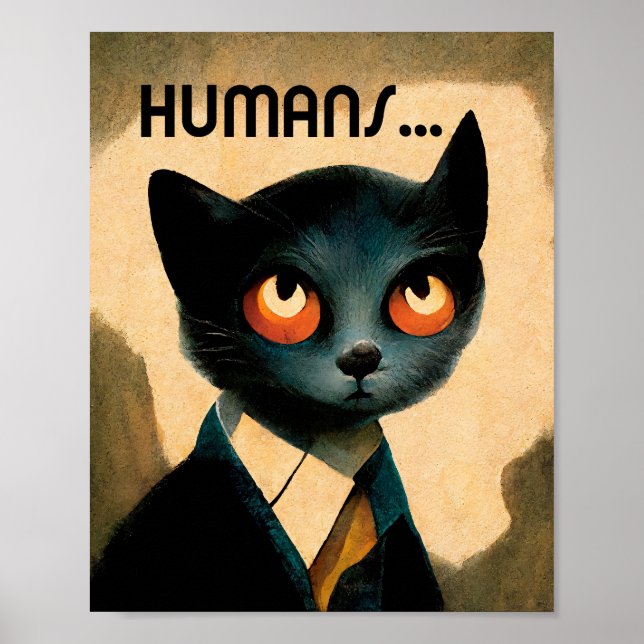 Poster Gato Odeia Humanos | Arte Humorística Para Os Aman (Frente)