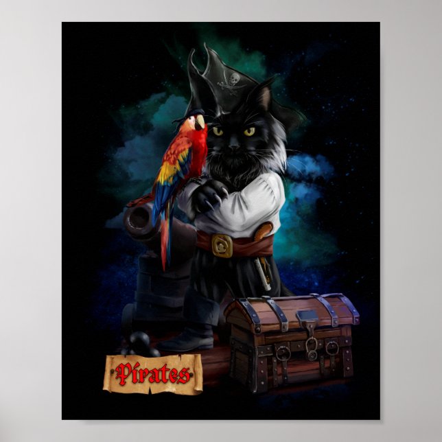 Poster Gato-papagaio-pirata (Frente)