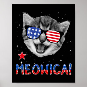 Poster Gato Patriota 4 De Julho Meowica Bandeira American