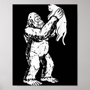 Poster Gato Pé-Grande Engraçado Sasquatch Kitty Fofo Dia 