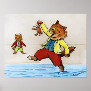 Poster Gato Pegou um Caranguejo, Louis Wain