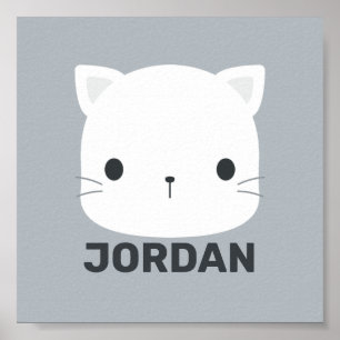 Poster Gato Pequeno Fofo com Nome Personalizado