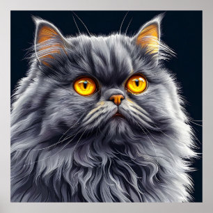 Poster Gato Persa Com Olhos Laranja Brilhantes