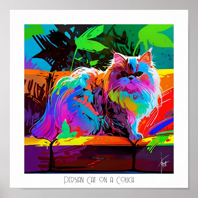 Poster Gato Persa no sofá (Frente)