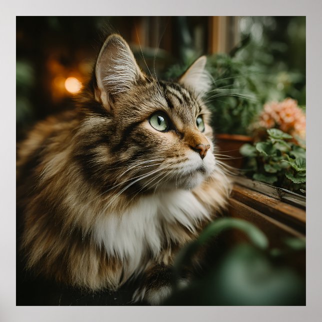 Poster Gato Persa Tabby Fofo de Olhos Verdes (Frente)
