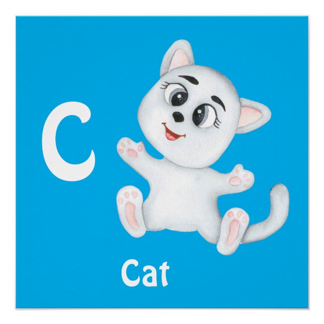 Póster Gato personalizado ABC: Letra C - Adicione seu Nom (Frente)