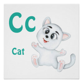 Póster Gato personalizado ABC: Letra C - Adicione seu Nom