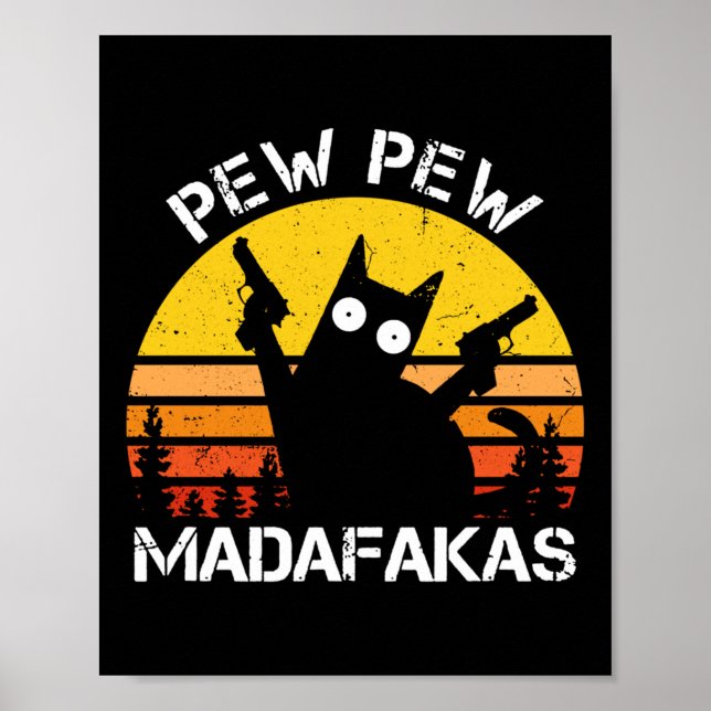 Poster Gato - Pew Pew Madafakas Crazy Summer Cat Com Arma (Frente)