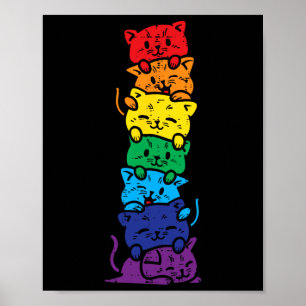 Poster Gato Pilha Arco-íris Orgulho Gay Fofo Lgbt Animal