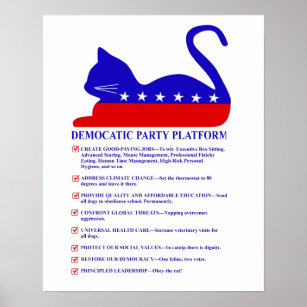 Póster Gato Político Engraçado do Partido Democrático