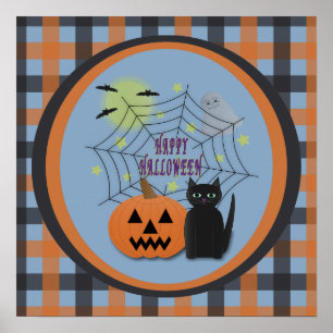 Poster Gato Preto & Abóbora Não Assustam no Halloween