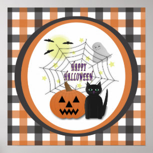 Poster Gato Preto & Abóbora Não é um Halloween Assustador