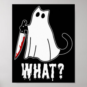 Poster Gato Preto Assassino Engraçado Com Faca Ha