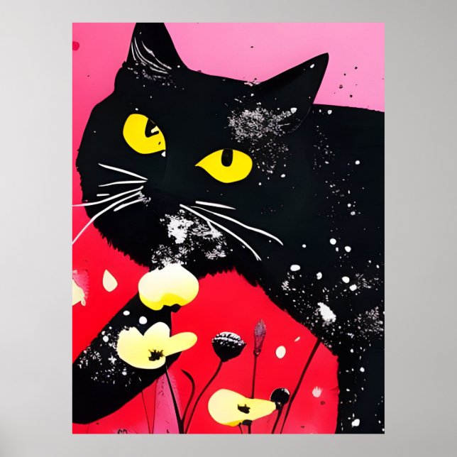Poster Gato Preto Bonito (Frente)