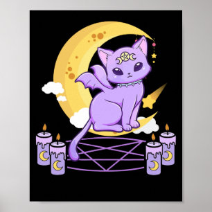 Poster Gato Preto Cachorro Grito Gótico Kawaii Pastel