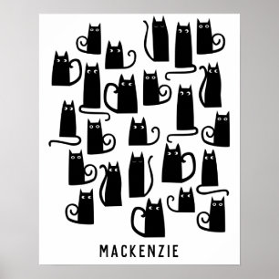 Poster Gato Preto Cinto Personalizado