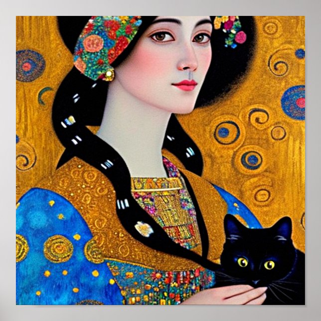 Poster Gato Preto Curioso (Frente)