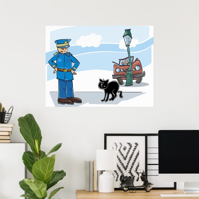 Poster Gato Preto de Azar Policial e Acidente (Criador carregado)