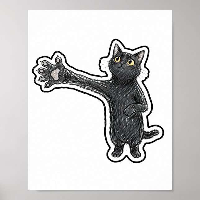Poster Gato Preto de Braço Longo (Frente)
