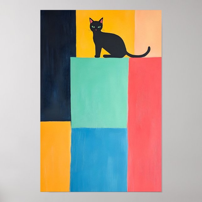 Poster Gato Preto de Design Simples (Frente)