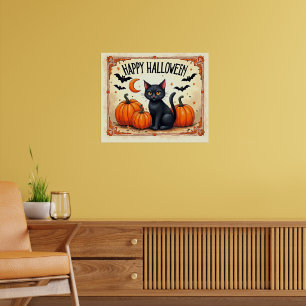 Poster Gato Preto de Halloween
