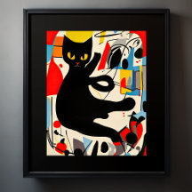 Gato Preto de Pintura abstrato
