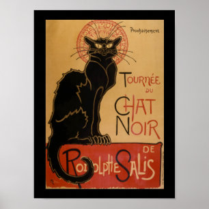 Póster Gato preto do vintage de Arte Nouveau Le Conversa
