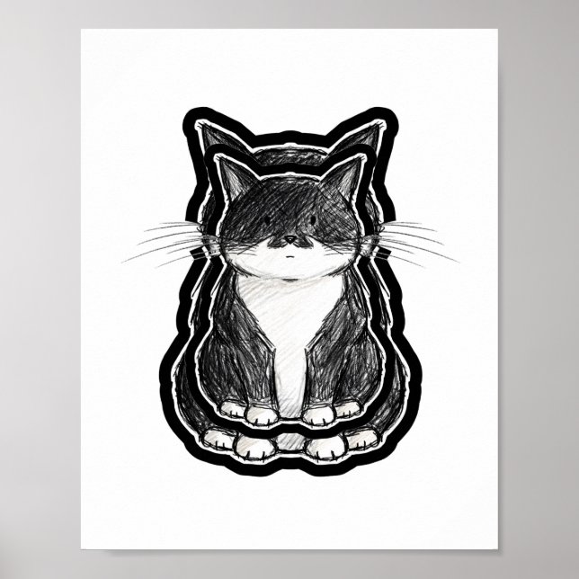 Poster Gato Preto e Branco (Frente)
