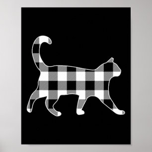 Poster Gato Preto E Branco Xadrez Búfalo Feliz Natal