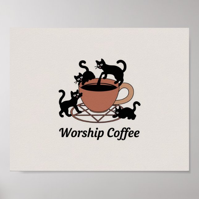 Poster Gato Preto E Café, Gatinhos De Café Culto (Frente)