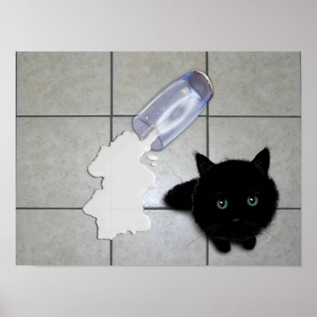 Póster Gato preto e leite derramado (Frente)