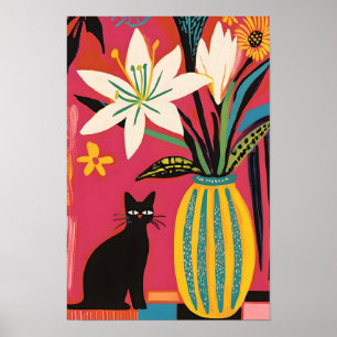 Poster Gato preto engraçado fofo