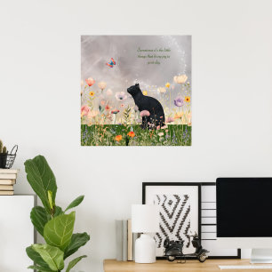 Poster Gato Preto entre Flores