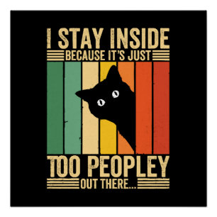 Póster Gato Preto Fico Dentro de Casa Porque Está Muito C